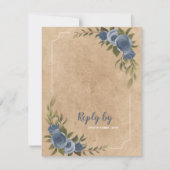 Dusty Blue Rose Rustic Wedding With QR Code RSVP Kaartje (Voorkant)