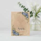 Dusty Blue Rose Rustic Wedding With QR Code RSVP Kaartje (Staand voorkant)