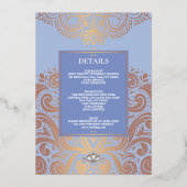 Dusty Blue RoseGold Classic Monogram Boho Wedding Folie Uitnodiging (Achterkant)