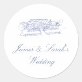 Dusty Blue Round Wedding Sticker (Voorkant)