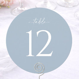 Dusty Blue Round Wedding Table Number Kaart