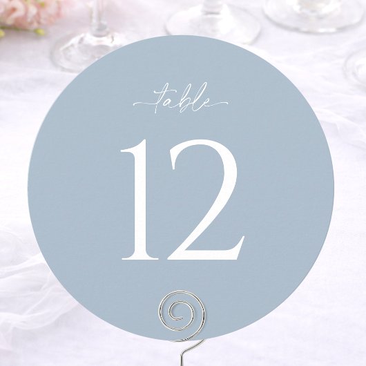 Dusty Blue Round Wedding Table Number Kaart