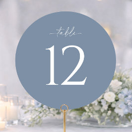 Dusty Blue Round Wedding Table Number Kaart