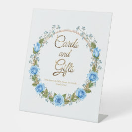 Dusty Blue Rozen Baby's Adem Kaarten en geschenken Reclamebord Met Voetstuk