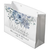 Dusty Blue Rozen Bloemen Boho Welkom Bruiloft Groot Cadeauzakje (Voorkant Gekanteld)