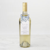 Dusty Blue Rozen bloemenscript bruiloft dank u Flessenhanger (Op fles)