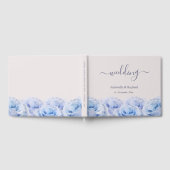 Dusty Blue Rozen Blush Pink Elegant Wedding Gastenboek (Volledig)