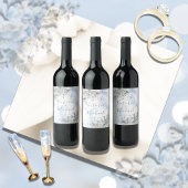 Dusty Blue Rozen Floral Gepersonaliseerde bruiloft Wijn Etiket