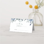 Dusty Blue Rozen Flower Wedding Place Card Plaatskaartje (Voorkant)