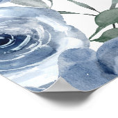 Dusty Blue Rozen Flowers Bruiloft Liefde Is Zoet Poster (Hoek)