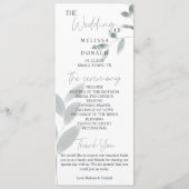 Dusty Blue Rozen Flowers Eenvoudig trouwprogramma Programmakaart (Voorkant)