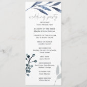 Dusty Blue Rozen Flowers Eenvoudig trouwprogramma Programmakaart (Achterkant)