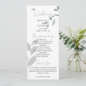 Dusty Blue Rozen Flowers Eenvoudig trouwprogramma Programmakaart (Staand voorkant)