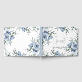 Dusty Blue Rozen Flowers Eenvoudige Boho bruiloft Gastenboek (Volledig)