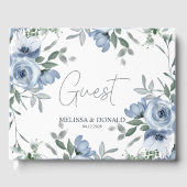 Dusty Blue Rozen Flowers Eenvoudige Boho bruiloft Gastenboek (Voorkant)