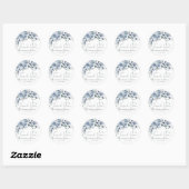 Dusty Blue Rozen Flowers Script Dank je bruiloft Ronde Sticker (Vel)