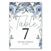 Dusty Blue Rozen Flowers Trouwtafel nummer Kaart (Achterkant)