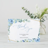 Dusty Blue Rozen Gold Geometric Boy Baby shower Bedankkaart (Staand voorkant)