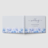 Dusty Blue Rozen Lichtgrijs Elegant Wedding Guest Gastenboek (Volledig)