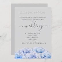 Dusty Blue Rozen Light Grey Elegant Floral Wedding