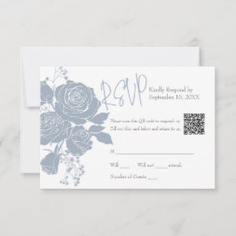 Dusty Blue Rozen met QR-code Response Kaart