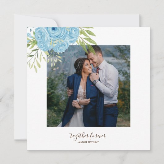 Dusty Blue Rozen Pas getrouwd Wedding (Voorkant)
