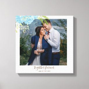 Dusty Blue Rozen Passen getrouwd Weddenschap Gift Canvas Afdruk
