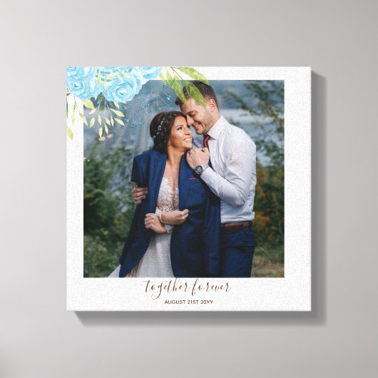 Dusty Blue Rozen Passen getrouwd Weddenschap Gift Canvas Afdruk (Voorkant)