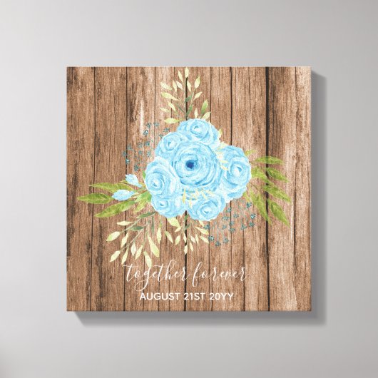 Dusty Blue Rozen Passen getrouwd Weddenschap Gift  Canvas Afdruk (Voorkant)
