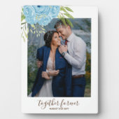 Dusty Blue Rozen Passen getrouwd Weddenschap Gift  Fotoplaat (voorkant)