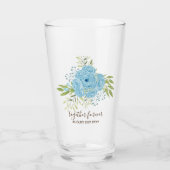 Dusty Blue Rozen Passen getrouwd Weddenschap Gift  Glas (Voorkant)
