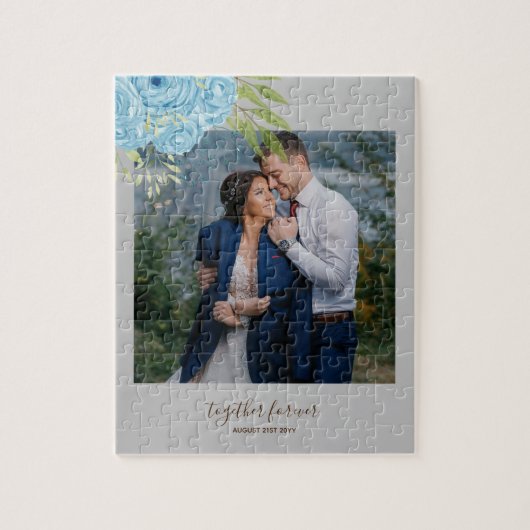 Dusty Blue Rozen Passen getrouwd Weddenschap Gift  Legpuzzel (Verticaal)