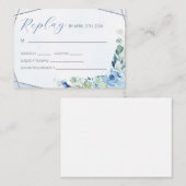 Dusty Blue Rozen RSVP Informatiekaartje (Voorkant / Achterkant)