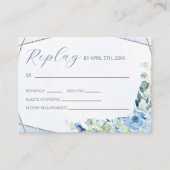 Dusty Blue Rozen RSVP Informatiekaartje (Voorkant)