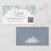 Dusty Blue Rozen Vrijgezellenfeest Registry QR-cod Informatiekaartje (Voorkant / Achterkant)