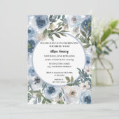 Dusty Blue Rozen Waterverf Vrijgezellenfeest Kaart (Staand voorkant)