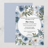 Dusty Blue Rozen Waterverf Vrijgezellenfeest Kaart (Voorkant / Achterkant)