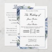 Dusty Blue Rozen Wedding Kaart (Voorkant / Achterkant)