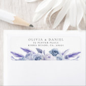 Dusty Blue Rozen Wedding Return Adres Label (Insitu)