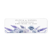 Dusty Blue Rozen Wedding Return Adres Label (Voorkant)