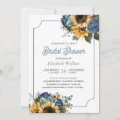 Dusty Blue Rozen Zonnebloemen Foto Vrijgezellenfee Kaart (Voorkant)