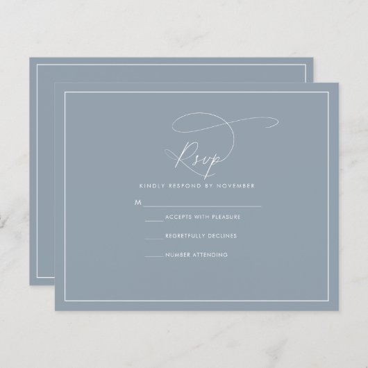 Dusty Blue RSVP (Voorkant / Achterkant)
