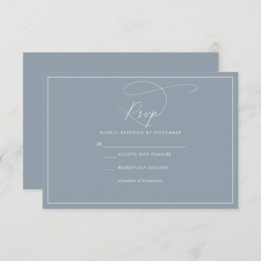 Dusty Blue RSVP CArd (Voorkant / Achterkant)