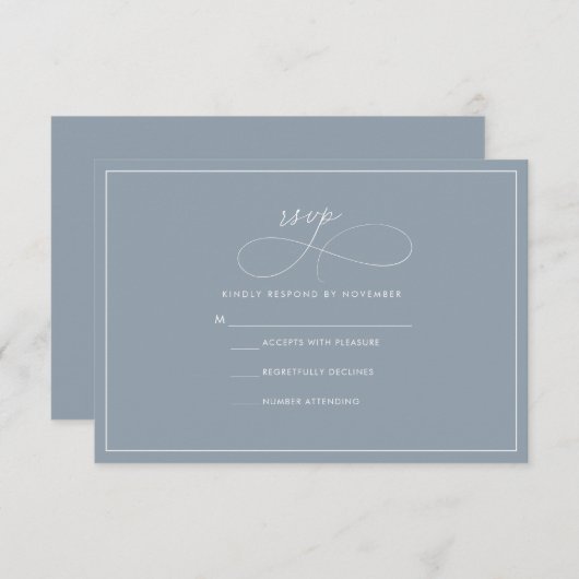 Dusty Blue RSVP CArd (Voorkant / Achterkant)