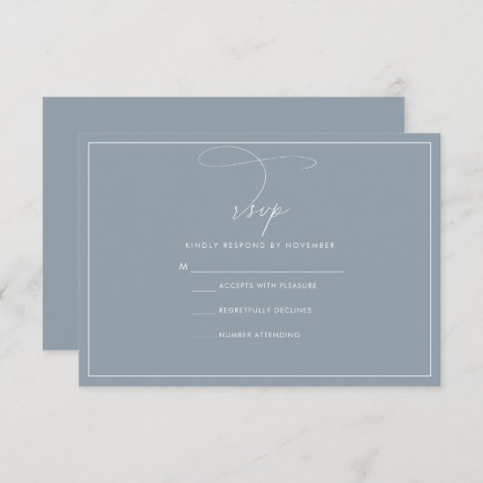Dusty Blue RSVP CArd (Voorkant / Achterkant)