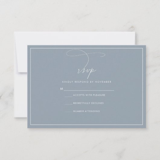 Dusty Blue RSVP CArd Kaartje (Voorkant)