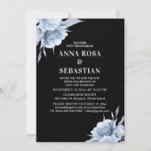 *~* Dusty Blue RSVP Floral Roos AR15 Wedding Kaart (Achterkant)