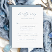 Dusty Blue RSVP Minimalist Wedding Card Kaartje