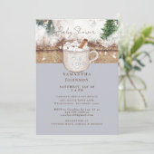 Dusty Blue Rustic Baby Het is koud buitendouche Kaart (Staand voorkant)