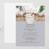 Dusty Blue Rustic Baby Het is koud buitendouche Kaart (Voorkant / Achterkant)